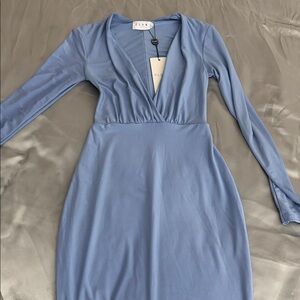 Elegant Long Sleeve Blue Dress